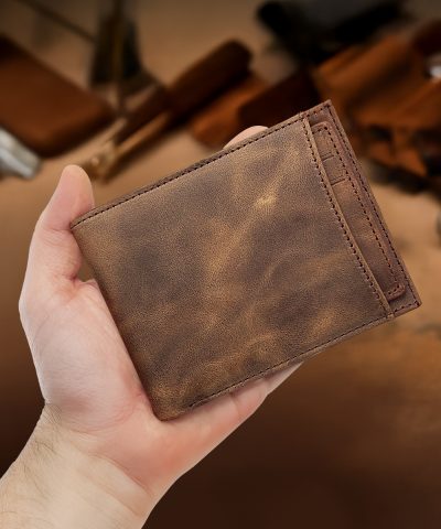 Crazy Kanguru Bölmeli Hakiki Deri Cüzdan Fındık Renk 1021