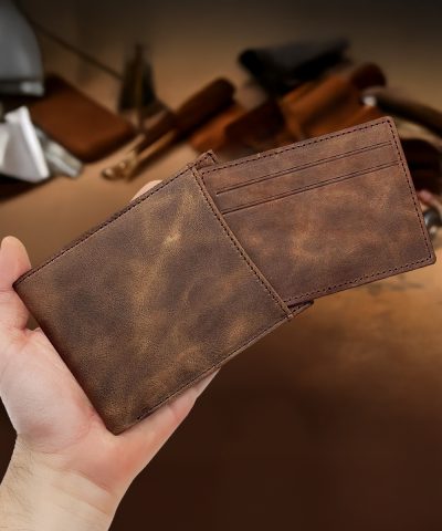 Crazy Kanguru Bölmeli Hakiki Deri Cüzdan Fındık Renk 1021