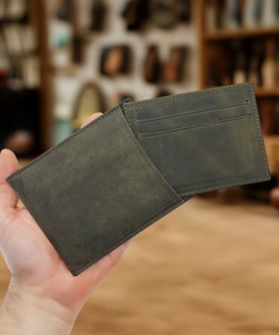 Crazy Kanguru Bölmeli Hakiki Deri Cüzdan Yeşil Eskitme 1022