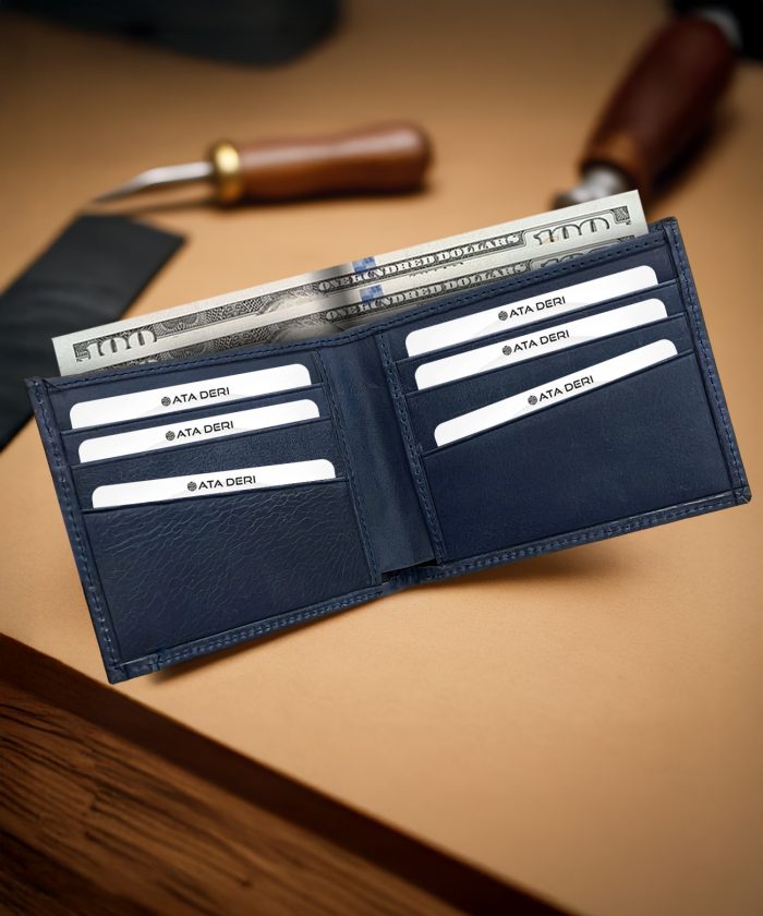 Crazy Kanguru Bölmeli Hakiki Deri Cüzdan Mavi 1023