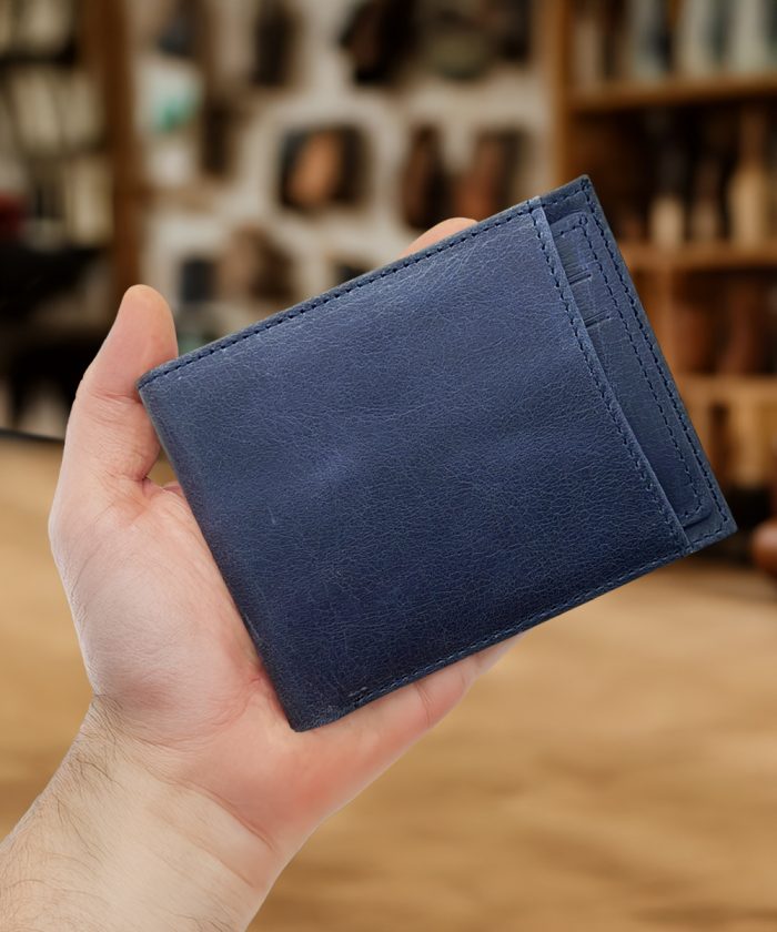 Crazy Kanguru Bölmeli Hakiki Deri Cüzdan Mavi 1023