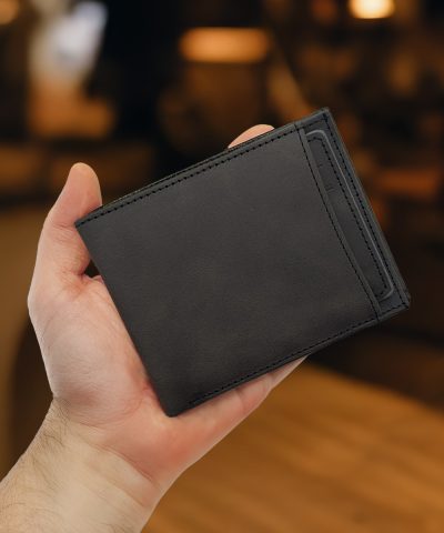 Crazy Kanguru Bölmeli Hakiki Deri Cüzdan Siyah 1024