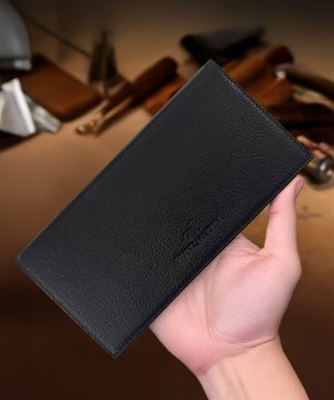 Hakiki Siyah Telefon Bölmeli Mıknatıslı El Tutmalı Cüzdan 1032