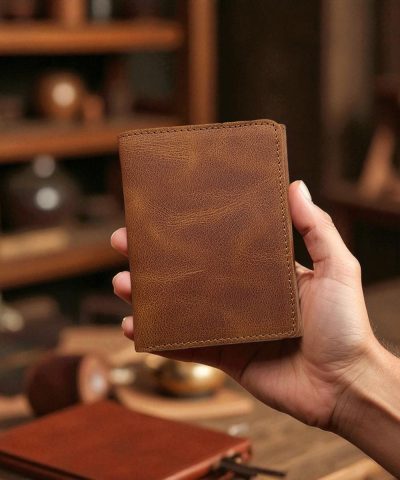 Mıknatıslı Crazy Hakiki Deri Cüzdanı Taba 642