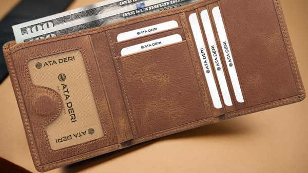 Mıknatıslı Crazy Hakiki Deri Cüzdanı Taba 642