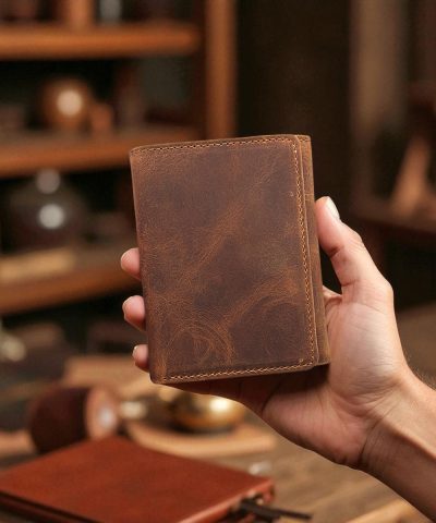 Mıknatıslı Crazy Hakiki Deri Cüzdanı Fındık 647