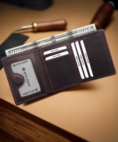 Mıknatıslı Hakiki Deri Cüzdanı Mor 648_4