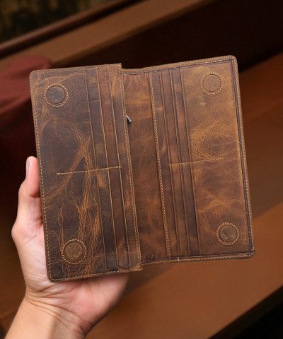 Telefon Bölmeli Cüzdan Hakiki Deri Fındık Renk