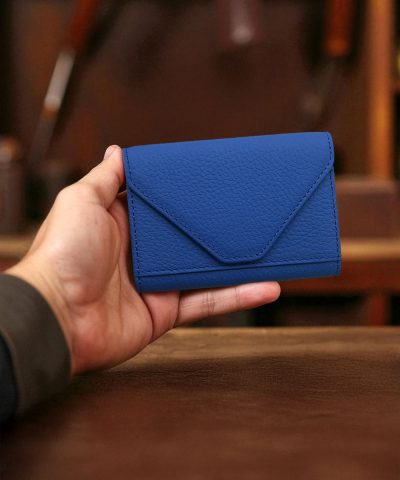 Mavi Deri Akordiyon Kartlık