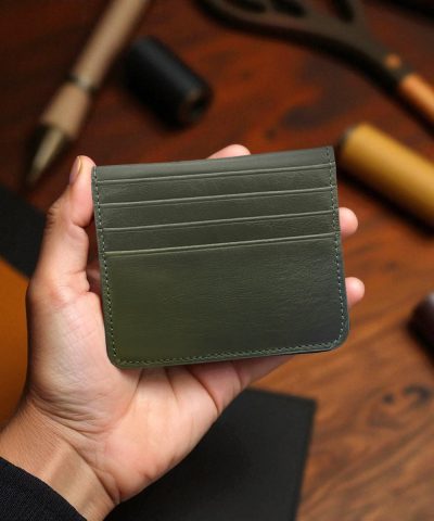 Mıknatıslı Kartlık Hakiki Deri Haki Renk