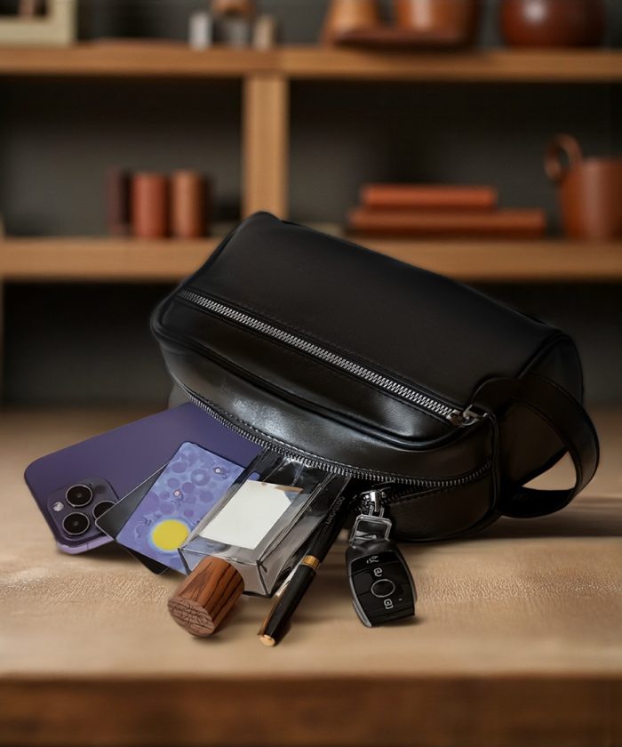 Siyah Renk Hakiki Deri El Çantası