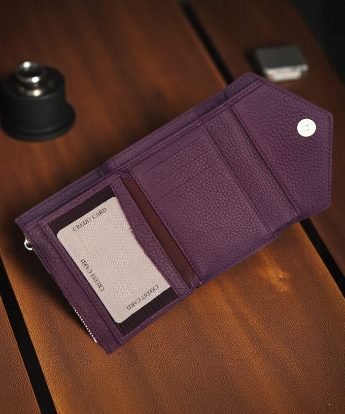 Zarf Model Gerçek Deri Mor Kadın Cüzdan