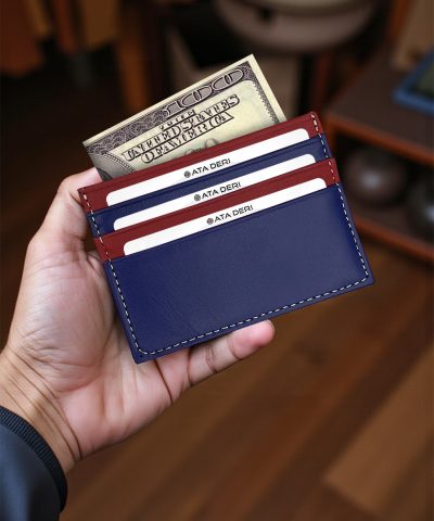 Bordo Mavi Deri Kartlık 057